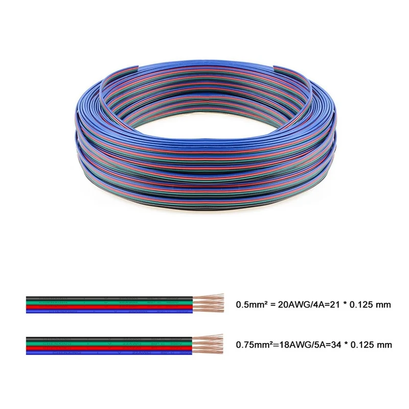 5-poliges LED-Kabel 10m verschiedene Stärken