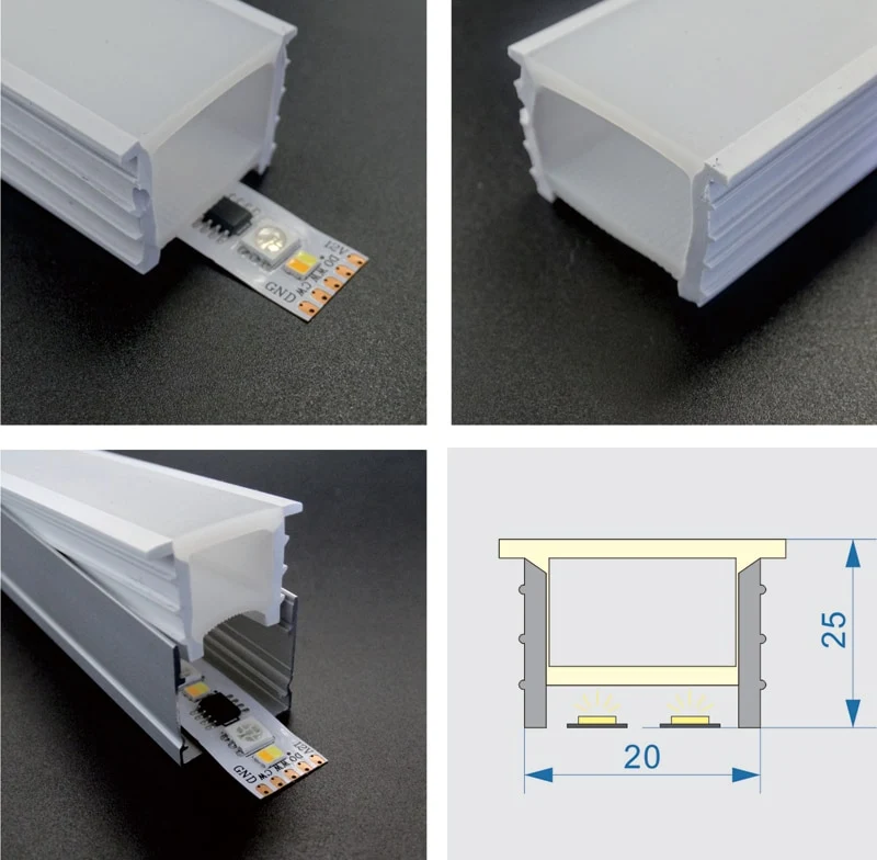 25*20mm wasserfester Einbau-Silikonschlauch für 10-18mm LED-Stripes