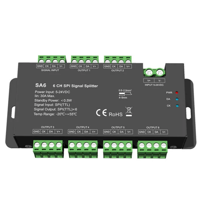 Signal-Spiltter für adressierbare SPI LED-Streifen 6-Kanäle