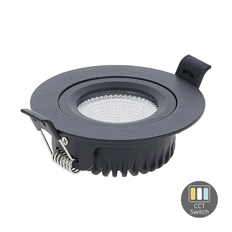 LED Einbaustrahler | VARDA | 6W | CCT Schalter | Rund | Schwarz | Geringe Einbautiefe