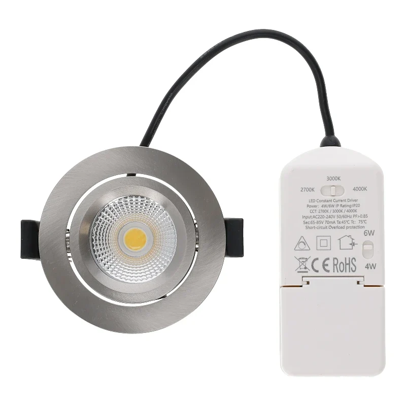 LED Einbaustrahler | VARDA | 6W | CCT Schalter | Rund | Silber | Geringe Einbautiefe