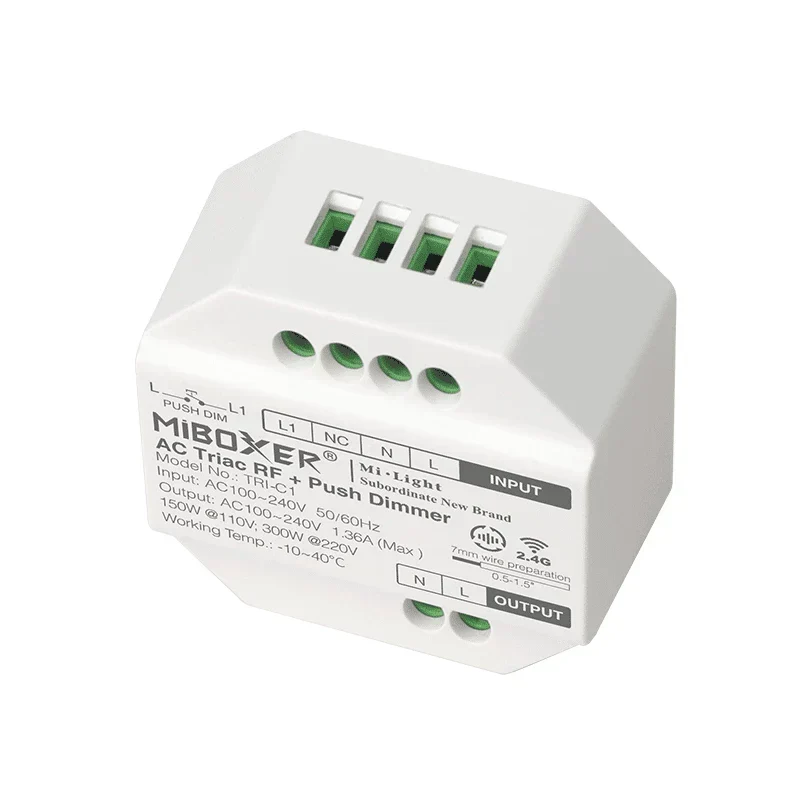 Bundle-Paket | 4x Triac-Funkdimmer | 100-240V | inkl. Mi-light-Fernbedienung | Weiß