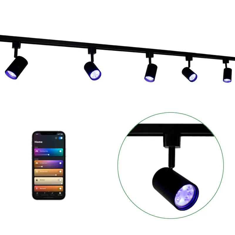 Smart Rail System 1-phasig | Schwarz | 3 Meter | HUE-kompatibel | inkl. 5x intelligente GU10-Spots