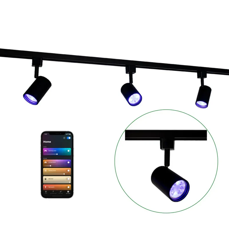 Smart Rail System 1-phasig | Schwarz | 1 Meter | HUE-kompatibel | inkl. 3x intelligente GU10-Spots