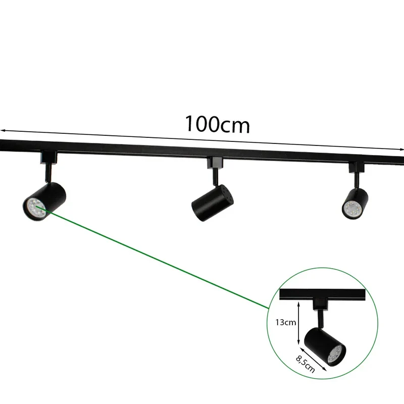 Smart Rail System 1-phasig | Schwarz | 1 Meter | HUE-kompatibel | inkl. 3x intelligente GU10-Spots