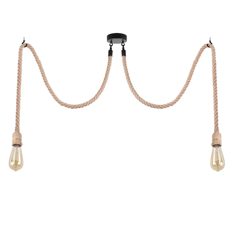 Mehrarm-Pendelleuchte aus Hanfseil mit verstellbarem kabel-E27 ~3700
