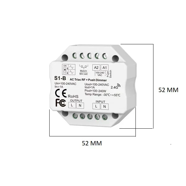 Bundle-Paket | 4X AC Triac RF Funkdimmer | 100-240V | inkl. 1X Fernbedienung