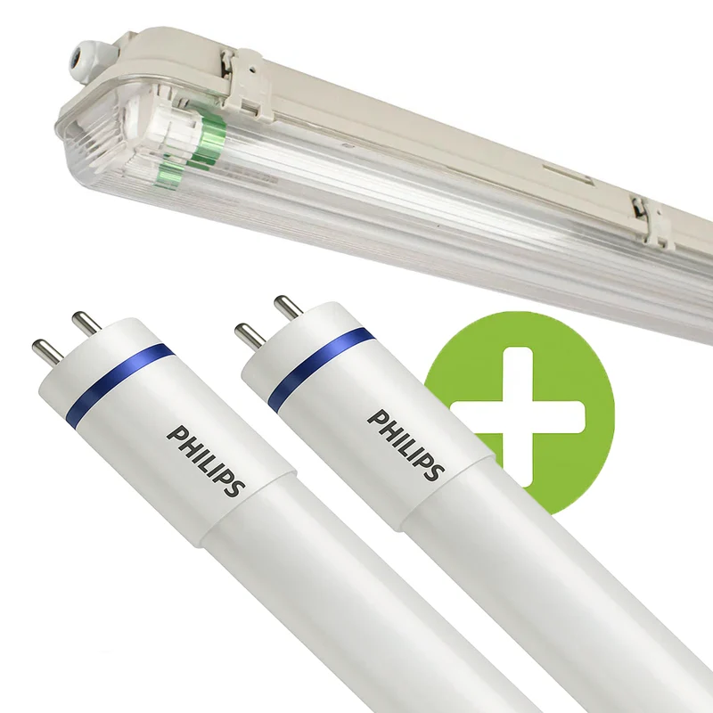 PHILIPS | LED-TL-Leuchte | 150 cm | Doppelt | Wasserdicht | Inkl. 2x PHILIPS MASTER Ultra T8 Röhre 21,7W