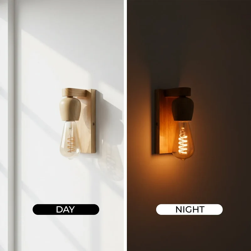 Wandleuchte Holz E27 Skandinavisch – Modern Innen Wandlampe Naturholz~3691
