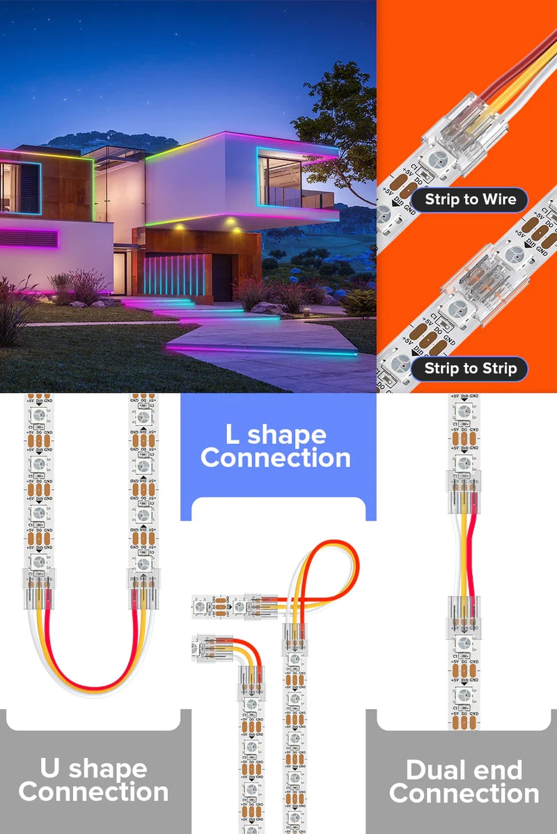 Verschiedene LED Konnektoren für 2-Pin COB LED-Stripes 5mm