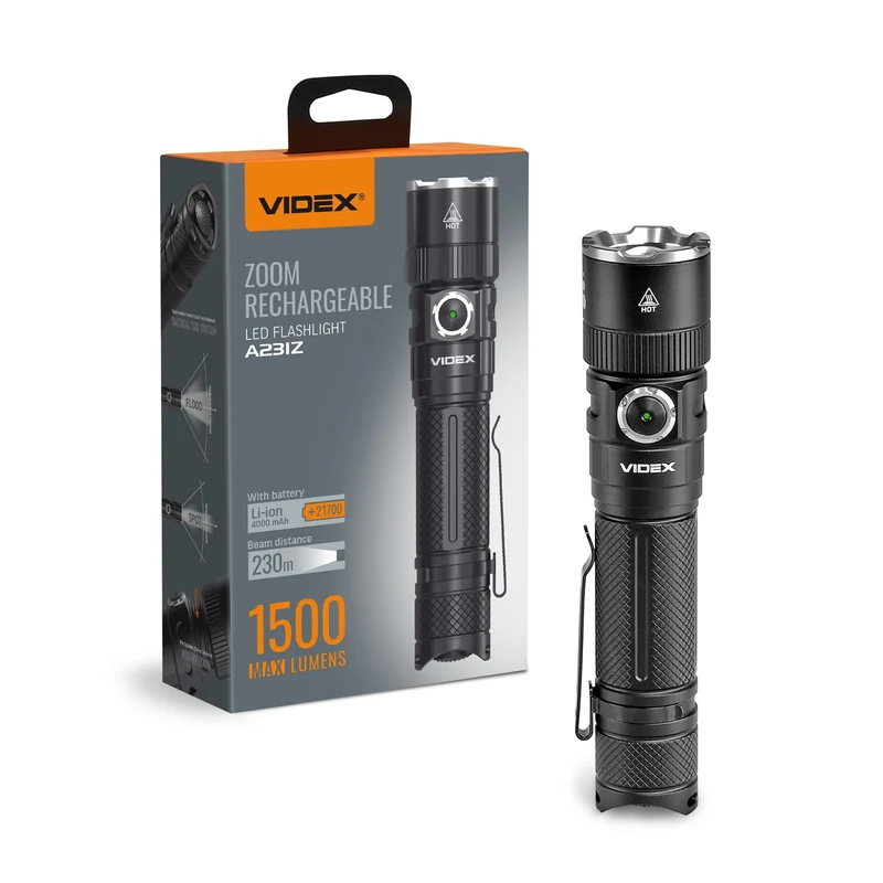 LED-Taschenlampe | Wiederaufladbar | 20W | 1500 Lumen | 5000kHz | IP67 | mit Zoomfunktion