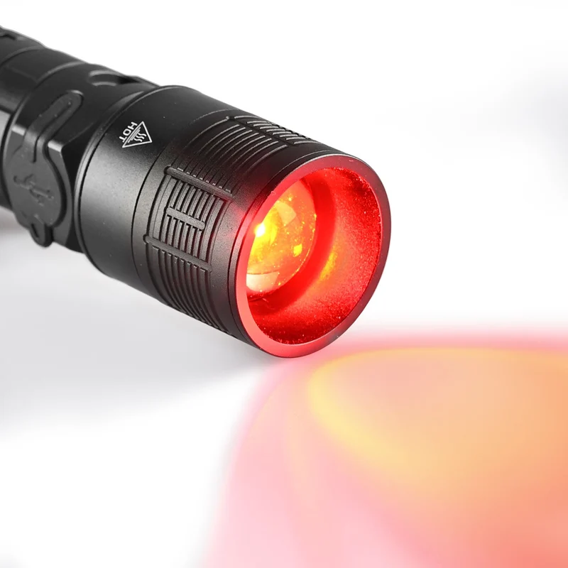 LED-Militärtaschenlampe | Wiederaufladbar | 10 W | 1000 Lumen | 5000 K | IP66 | mit Rotlichtfunktion