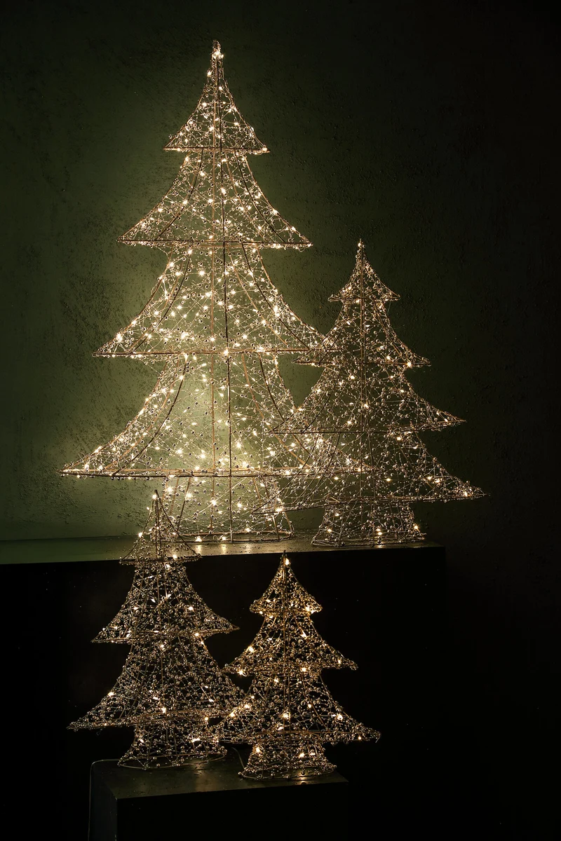 LED-Weihnachtsbaum – Goldfarben, Perlendekor, Größe M - Misk | PTMD