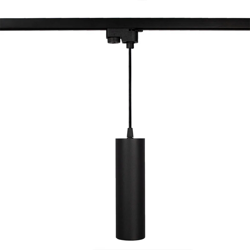 1-Phasen-Schienenleuchte | Schwarz | 200 cm | Inkl. 3 Spots | 2 Pendelleuchten | I-Form
