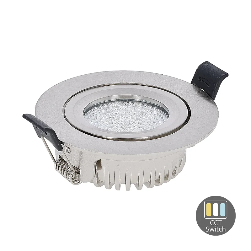 Set | 6x LED-Einbaustrahler | VARDA | 6 W | Farbtemperaturschalter | Rund | Silber | Geringe Einbautiefe