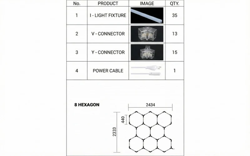 Hexagonale Beleuchtungsset | 8 Hexagone | 280W | 6000K | inkl. Zubehör