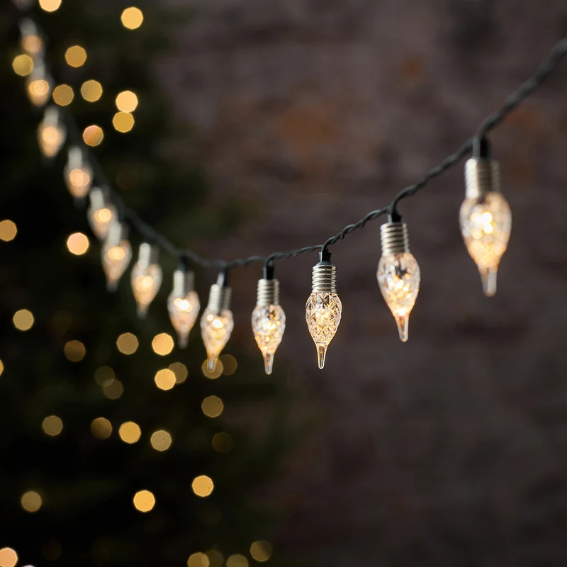 180er Vintage LED-Lichterkette mit Glühbirnen und Twinkle-Effekt