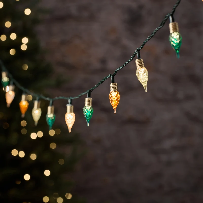 Smaragdgrüne LED-Lichterkette mit Vintage-Glühbirnen und Twinkle-Effekt