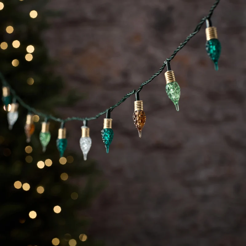Smaragdgrüne LED-Lichterkette mit Vintage-Glühbirnen und Twinkle-Effekt