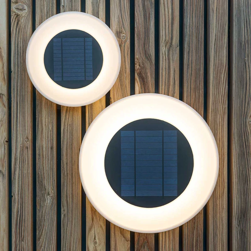 2er-Pack - WALLY DISK runde Wandleuchte mit Solarladung