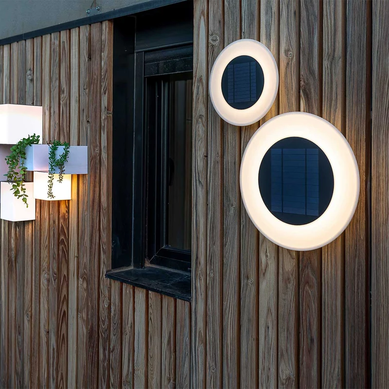 2er-Pack - WALLY DISK runde Wandleuchte mit Solarladung