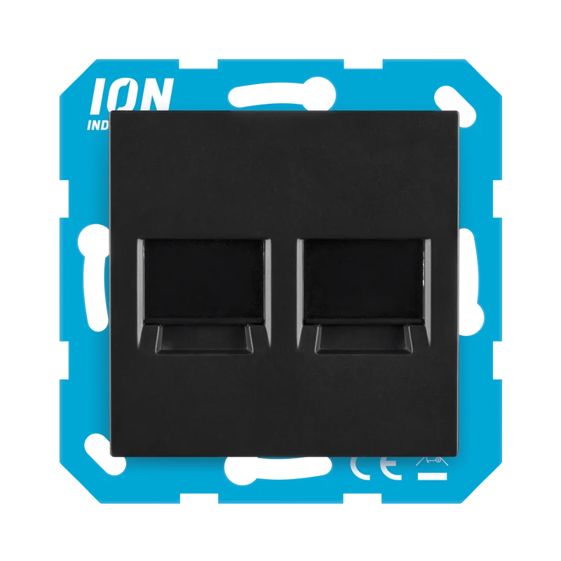iON Industries Modular Jack 2-fach mit Zentralplatte | Mattschwarz