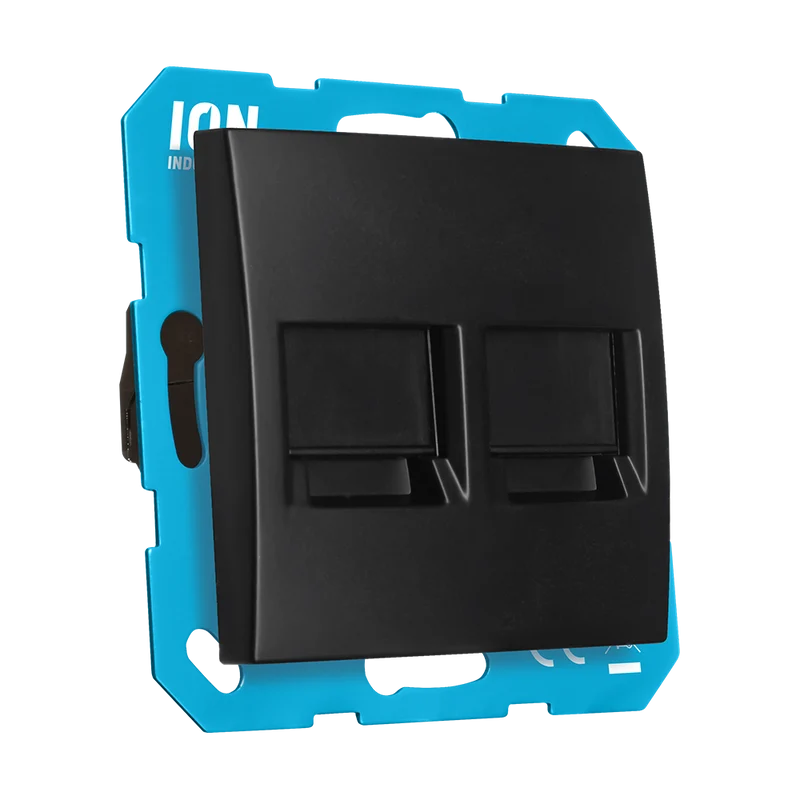 iON Industries Modular Jack 2-fach mit Zentralplatte | Mattschwarz