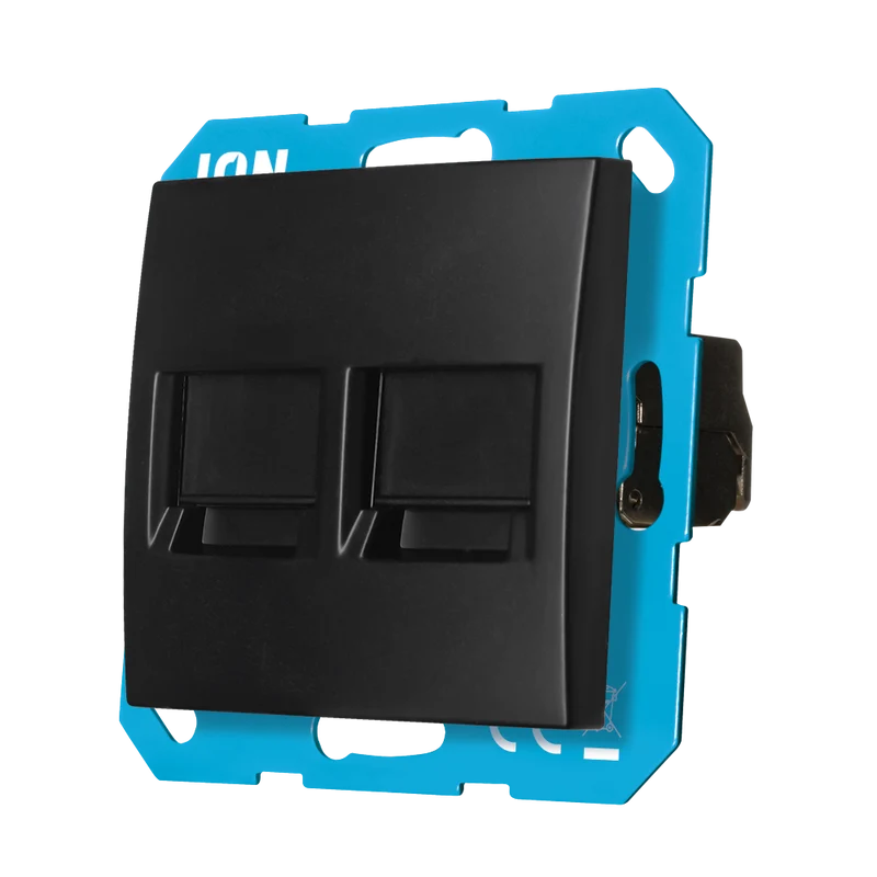 iON Industries Modular Jack 2-fach mit Zentralplatte | Mattschwarz