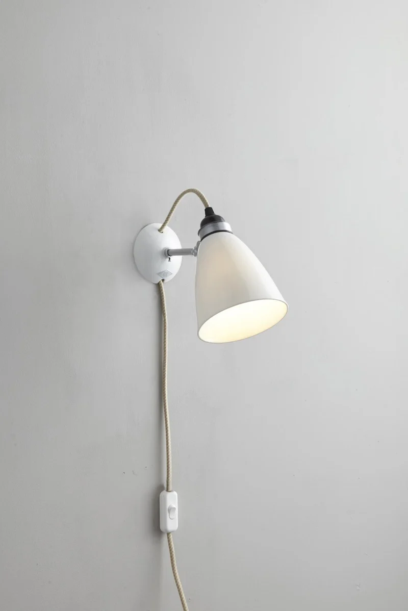 Hector Medium Dome Wall Light Plug, switch & cable