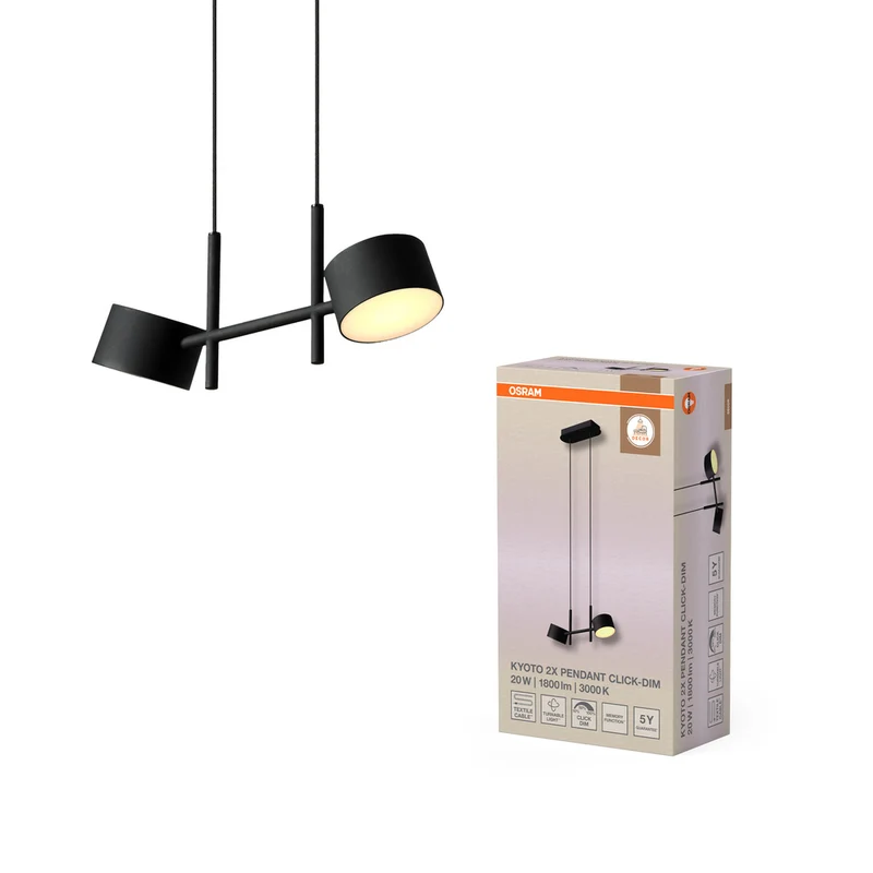 OSRAM DECOR Kyoto Double Pendelleuchte 20W 930 CLICK DIM Schwarz