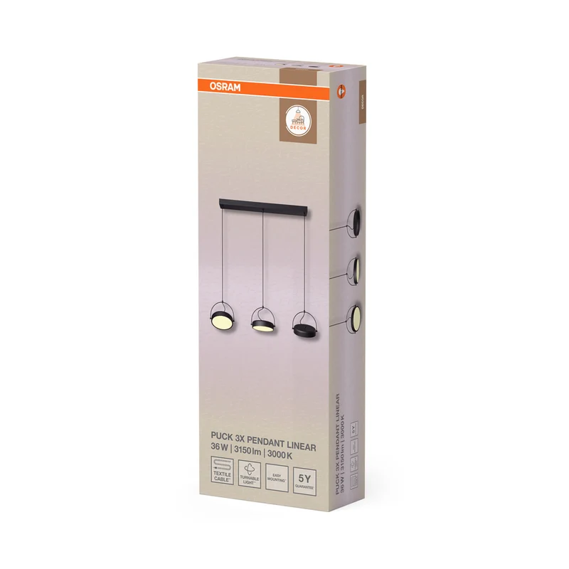 OSRAM DECOR Puck 3x Pendelleuchte 36W Schwarz