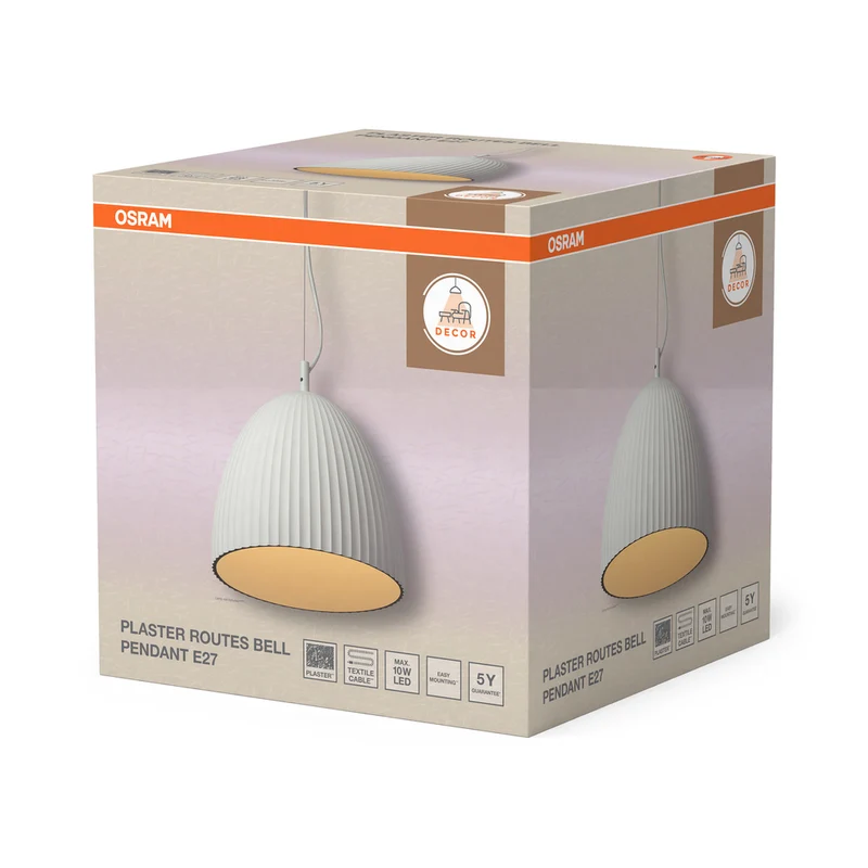 OSRAM DECOR Plaster Routes Bell Pendelleuchte 1xE27 Weiß
