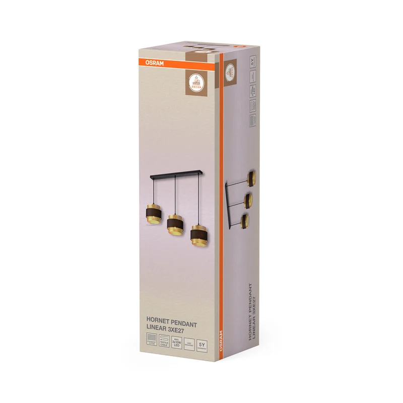 OSRAM DECOR Hornet Pendelleuchte Linear 3xE27 Schwarz