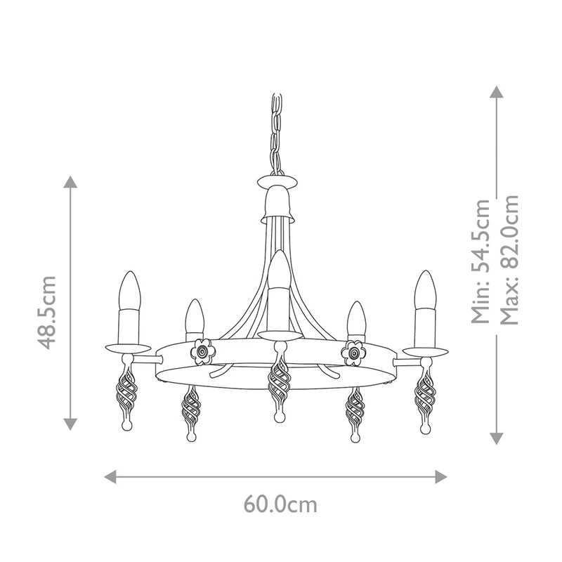 Kronleuchter Belfry 5-flammig Schwarz Ø 60cm