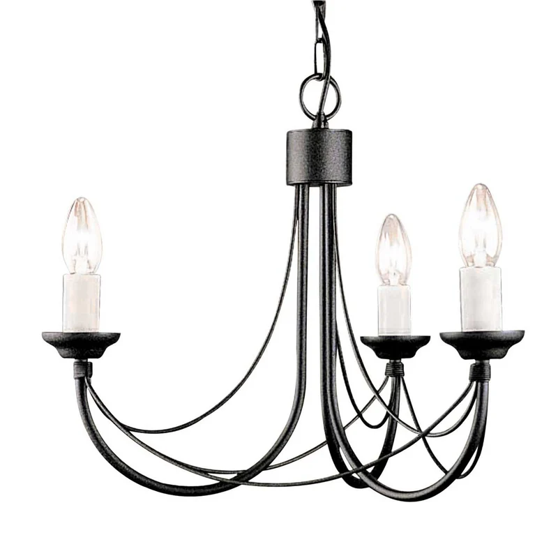 Kronleuchter Carisbrooke 3-flammig Schwarz Ø 47cm