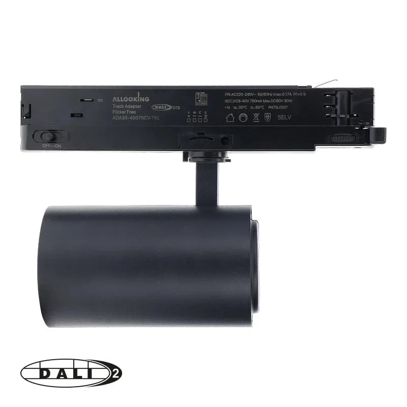 3-Phasen-DALI-Schienenstrahler | Rosalin | 10-20-30 Watt-Schalter | Schwarz | CCT-Schalter | DALI2