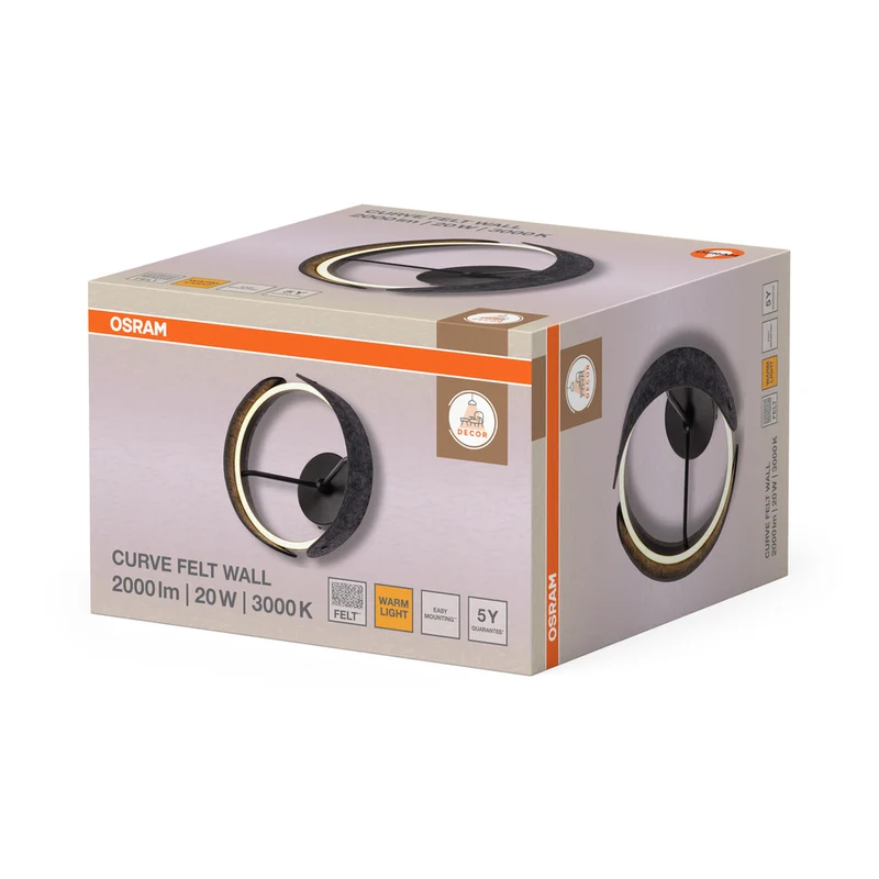 OSRAM DECOR Curve Felt Wandleuchte 20W 830 Dunkelgrau