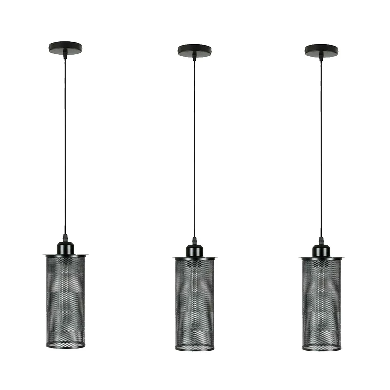 3er Set Zylinder Pendelleuchte – Modern Loft Lochblech Hängelampe | E27 ~3590