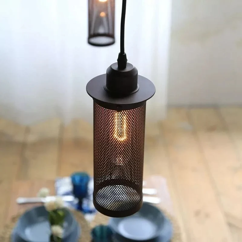 Zylinder Pendelleuchte Lochblech – Modern Loft Hängelampe Gitter | Höhenverstellbar | E27 ~3589
