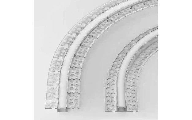 LED-Streifen Stuckprofil | 2 Meter | Silber | Weiße Abdeckung | Horizontal biegbar