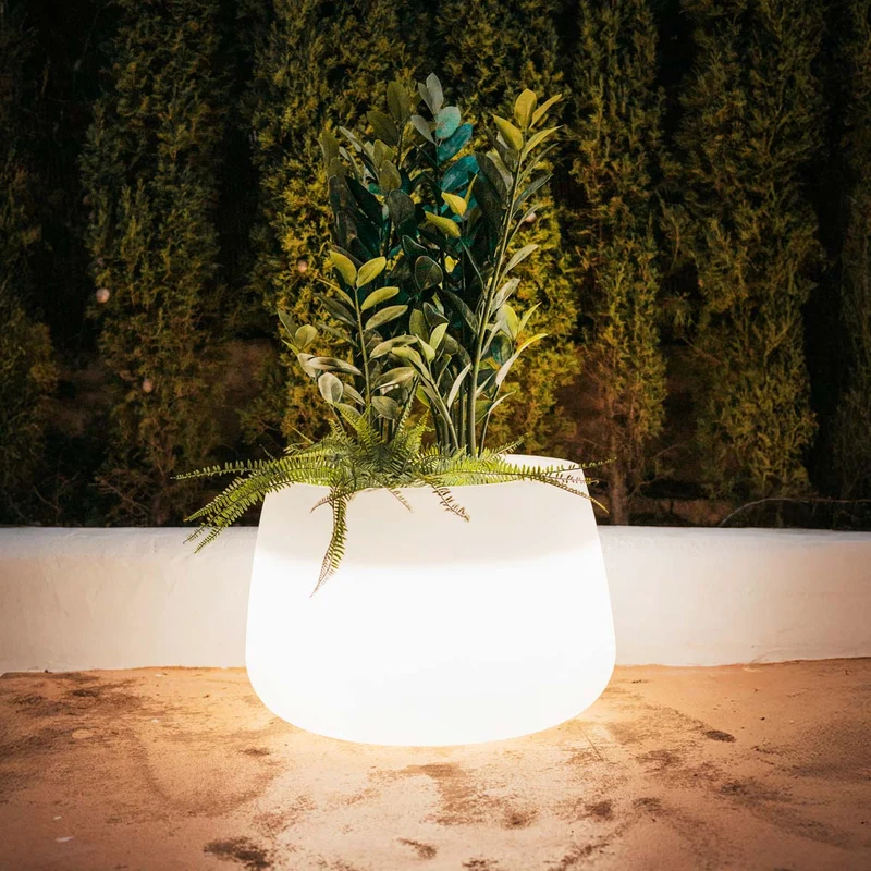 Rundes Pflanzgefäß mit Licht CAMELIA 80