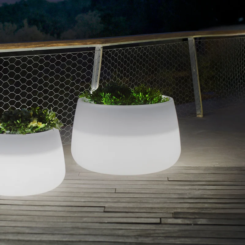 Rundes Pflanzgefäß mit Licht CAMELIA 80