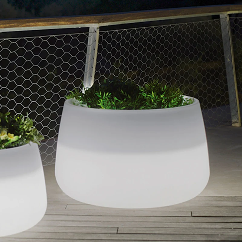 Rundes Pflanzgefäß mit Licht CAMELIA 80