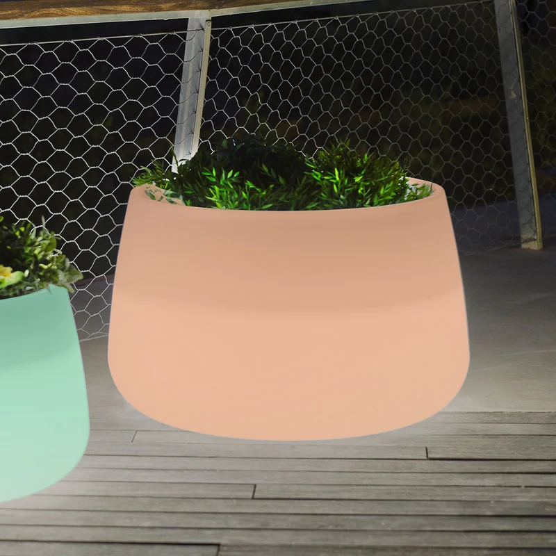 Rundes Pflanzgefäß mit Licht CAMELIA 80