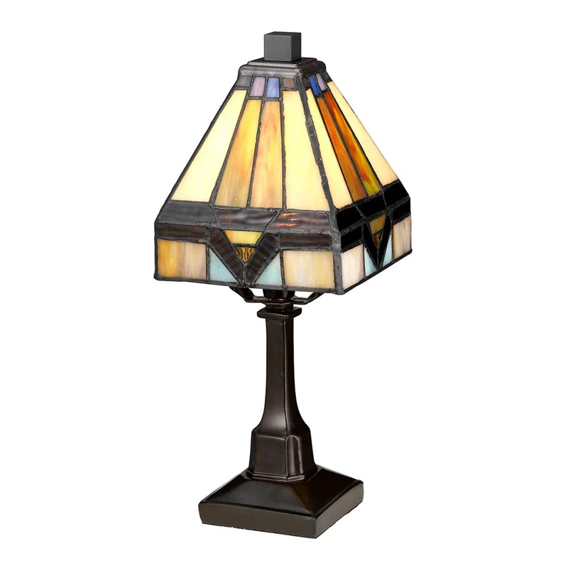 Tischleuchte Holmes 1-flammig Tiffany-Glasschirm Bronze