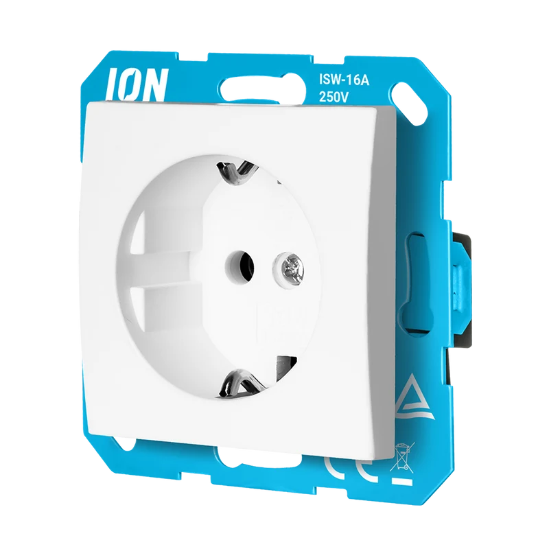iON Industries Wandsteckdose mit Berührungsschutz | V1/J1 | Alpinweiß