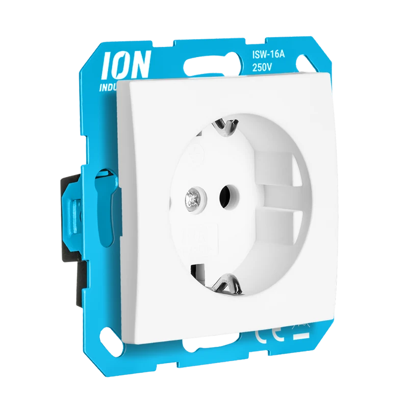 iON Industries Wandsteckdose mit Berührungsschutz | V1/J1 | Alpinweiß