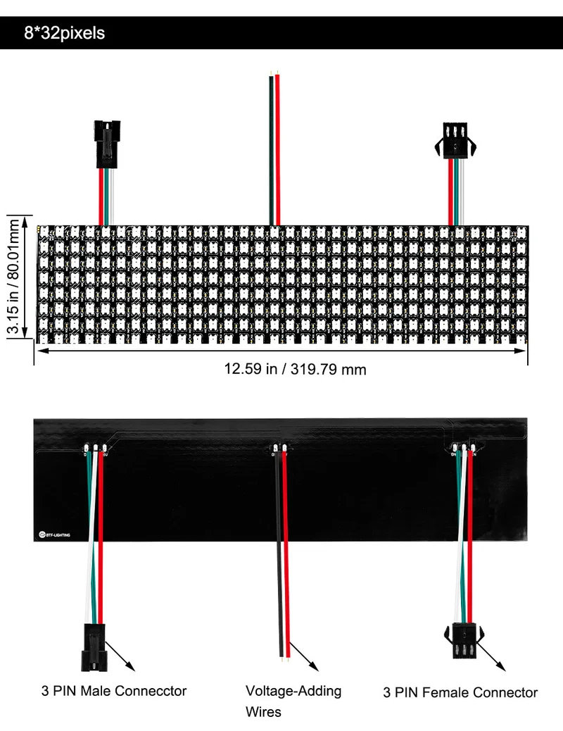 WS2812B RGB LED Panel 256 Pixel 5V