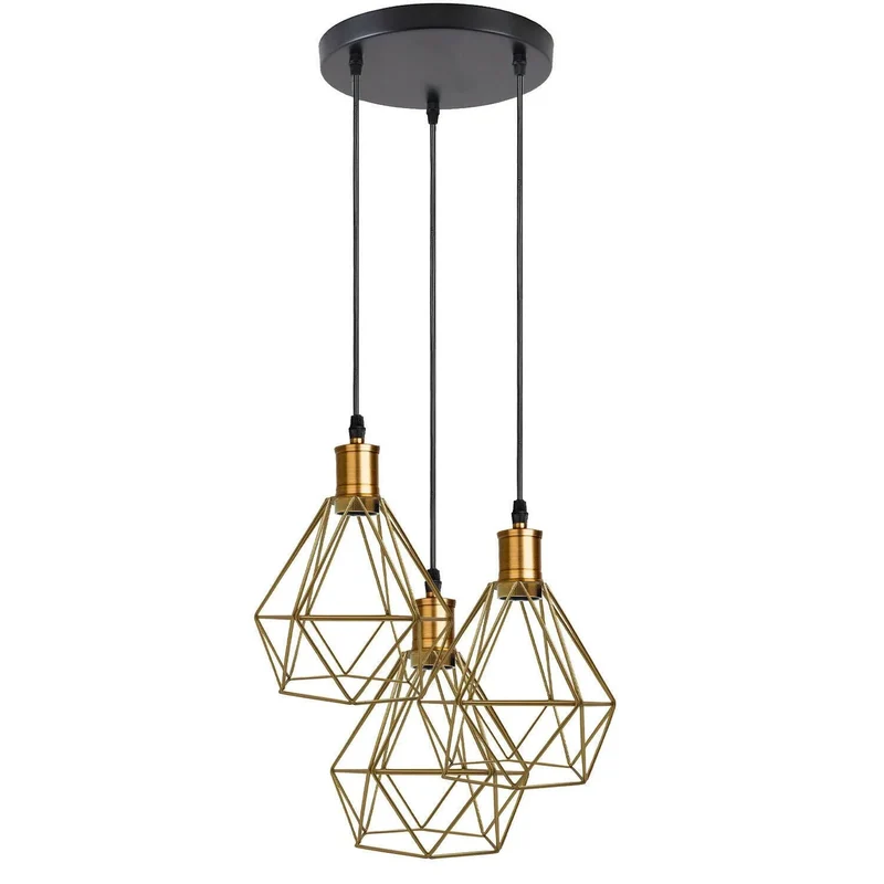 Industriell 3-flammige Cluster Pendelleuchte mit Verstellbarem Kabel~3533