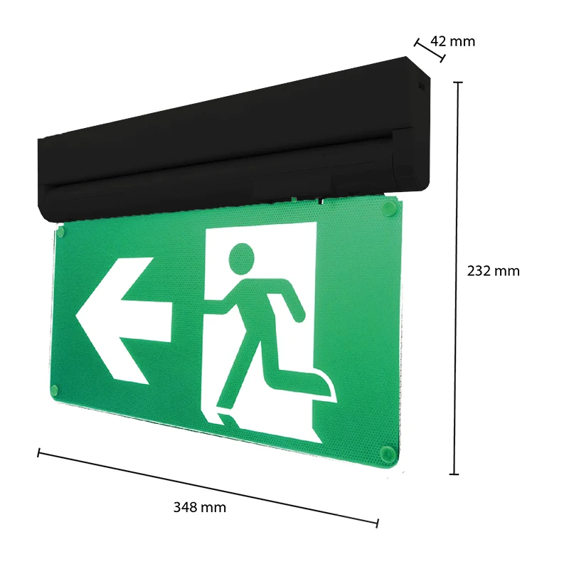 Notbeleuchtung MIRA | Schwarz | 3,5W | IP20 | Enthält 4x Symbole